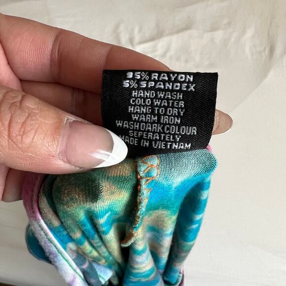 Aloha Fashion Women's Tied Dyed Asymetrical Hem Shift Dress Multicolor Large - Picture 7 of 11